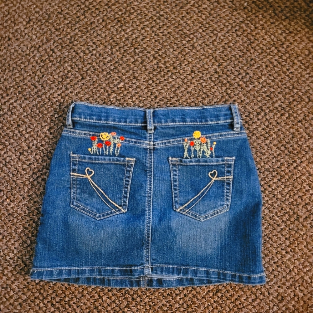 The Children's Place Floral Embroidered Jean Skirt Girls size 12